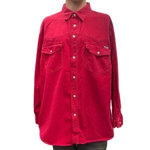 John Baner Men's Red Jeanswear Pearl Snap Button Shirt Size XL SKU 1212